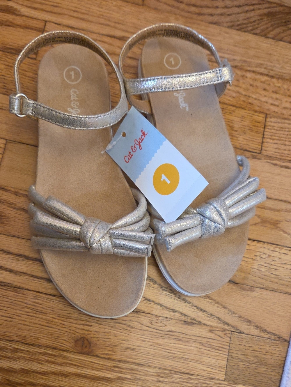 Cat & Jack Girls' Silver Knot-Front Strap Sandals